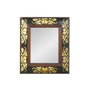  Wall Mirror with Cream Detailing in Distressed Black