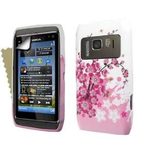  Brand new Nokia n8 Pink white bee floral silicone gel case 