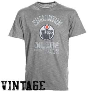  NHL 47 Brand Edmonton Oilers Ash Baseline Vintage T shirt 