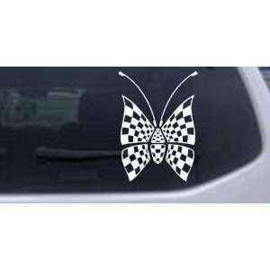 White 22in X 15.7in    Race Flag Butterfly Butterflies Car Window Wall 
