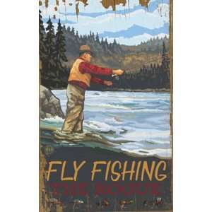 ArteHouse 0003 0533 Fly Fisherman Planked Wood 14 x 23 