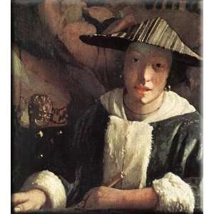 Young Girl with a Flute 14x16 Streched Canvas Art by Vermeer, Johannes