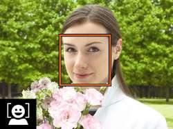   detects a persons face and autofocuses on the face area