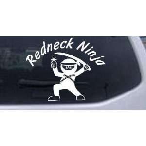  White 18in X 14.4in    Redneck Ninja Funny Car Window Wall 