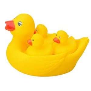  Set of 4 Floating and Squeaking Rubber Duck Bath Toys 