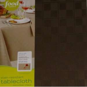 Food Network Stain Resistant Brown Microfiber Tablecloth Table Cloth 