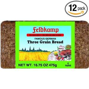 Feldkamp Three Grain Bread , 16.75 Ounce Vacuum Packs (Pack of 12 