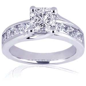  1.65 Ct Princess Cut Diamond Engagement Ring Channel Set 