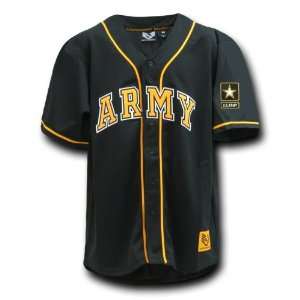  BLACK Fully Button Down Military ARMY Logo Baseball Jersey 