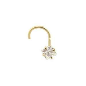  14KT Gold Nose Screw Ring 2.5mm Square CZ 20G FREE Nose Ring 