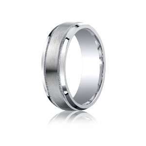 Bechmark Ring Argentium Silver 7mm Comfort Fit Satin Finished Center 