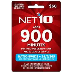  NET10 MINUTES, REFILL, TOP UP, RECHARGE, PREPAID $60 (E 