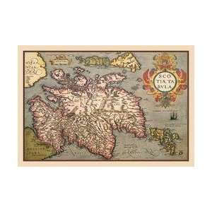  Map of Scotland 12x18 Giclee on canvas