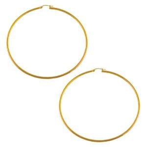   18 Karat Rose Gold over Sterling Silver 2x70 mm Tube Hoop Earrings