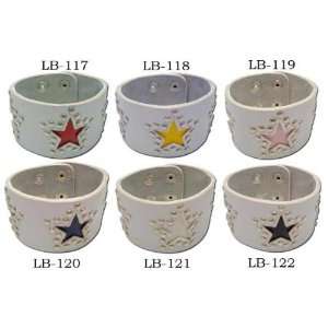  White Leather Star Studded Wristband 