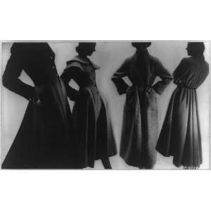   in 1948,4 women modelling coats,clothing 