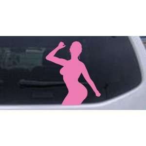 Sexy Dancer Silhouettes Car Window Wall Laptop Decal Sticker    Pink 