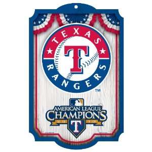  MLB 2010 Texas Rangers ALCS Champ 11 by 17 Wood Sign 