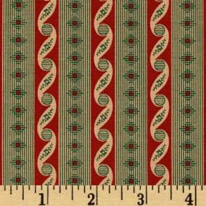  44 Wide Colonial Christmas Swirl Stripe Hunter Fabric By 