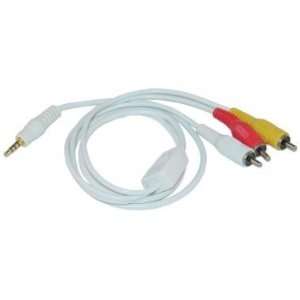  3.5mm Male / 3 RCA, iPod /  Audio/Video Cable, White, 6 
