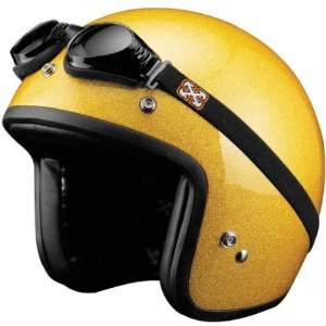 SparX Old School Bobber Open Face Pearl Motorcycle Helmet Sparkle Gold 