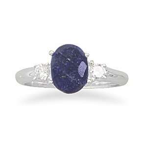  Rough Cut Sapphire and CZ Ring Jewelry