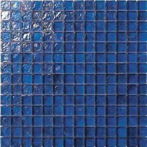Cobalt Blue Irredescent Reflection Rippled Glass Square Mosaic Tile 12 
