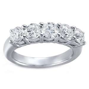   Carat 5 Stone Diamond 14k White Gold Anniversary / Wedding Ring