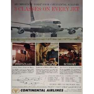   Ad Continental Airlines Golden Jets Showing Fares   Original Print Ad