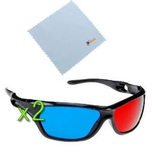 GTMax 2pcs 3D Red/Cyan (Anaglyph style) Glasses for watching 3D Movies 