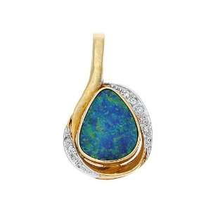  3.92CTW 14K Yellow Gold Genuine Doublet Boulder Opal Inlay 