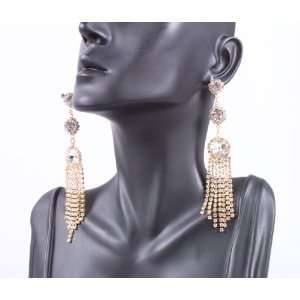  Gold Three Stone Style 3.75 Inch Drop Earrings Basketball 