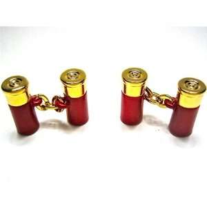  Red & Gold Shotgun Shell Cufflinks Jewelry