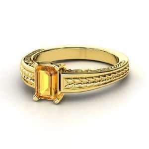  Emerald Cut Ceres Ring, Emerald Cut Citrine 14K Yellow 