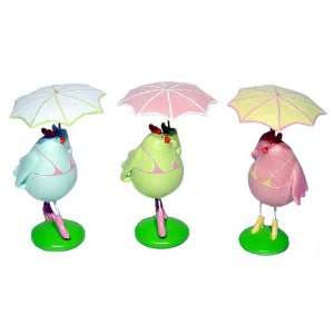  7 Pastel Glitter Chicks with Bikinis & Umbrellas Spring 