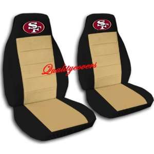  2 Black and tan San Francisco car seat covers for a 2002 