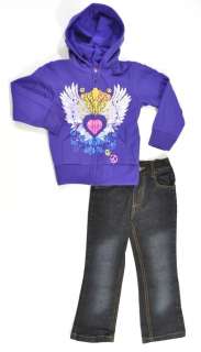 Coney island Toddler Girls 2Pc Purple Hoodie & Jeans Pant Set Size 2T 