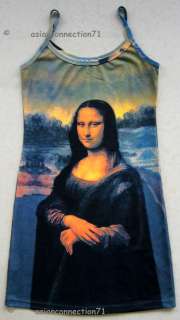MONA LISA Da Vinci New Hand Print Art Tank Top Dress M  