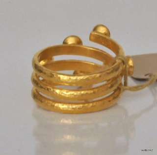 New $2740.00 GURHAN 24K Gold Rubellite Tourmaline Spiral Ring 7  