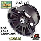 15301.01 ALUMINUM WHEEL 17X9 JK 07 12, BLACK SATIN, 12MM OFFSET, 5 ON 