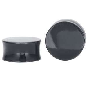  4 Gauge (5mm)   Black Glitter UV Acrylic Double Flared Plugs 