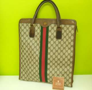 GUCCI GG Monogram Brown Tote Bag Authentic Vintage Accessory 