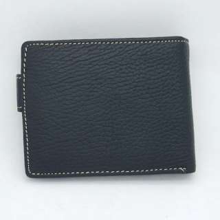 Mens Black Real Genuine Leather Bifold Clutch Wallet Coin Purse Dollar 