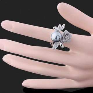 Swarovski Crystal pearl rose fashion finger Rings J0268  