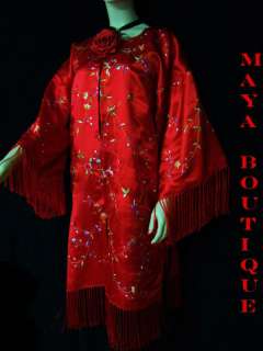 The Ultimate Kimono Duster Coat Embroidered & Lined Red  