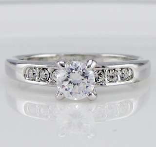 Ring 18K white gold GP swarovski crystal engagement promise Ring R46 