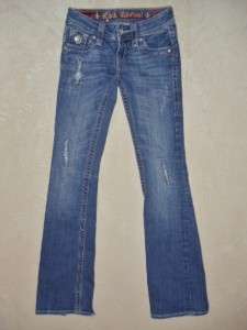 0696* Rock Revival Womens Size 28x32 Blue Jeans Flare Low Rise Pants 