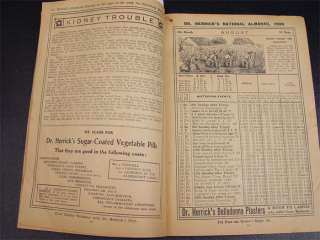 1909 Herricks Almanac National Calendar Quack Medicine  