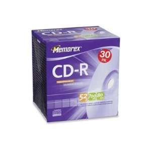    New   CD R 80 30 Pack Slim 52X by Memorex   4531 Electronics