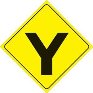 Yellow Plastic Reflective Sign 12   Y intersection